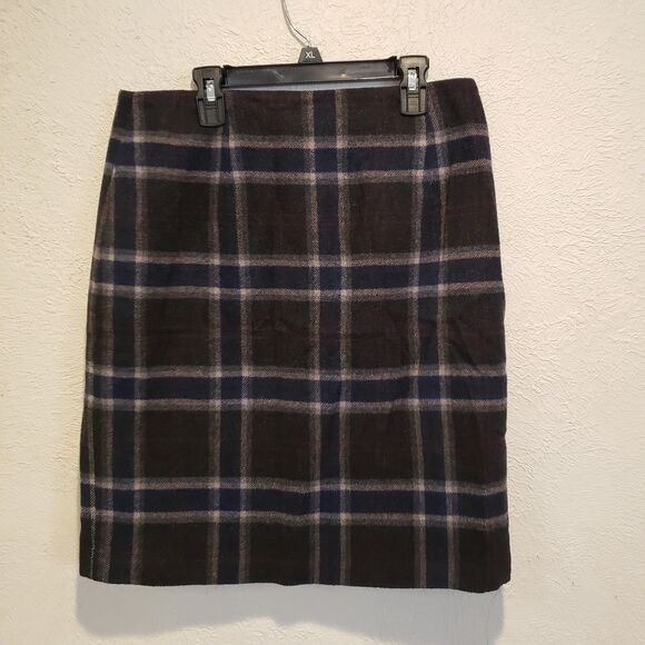 Vintage Talbots Skirt Womens 10 Plaid Wool Blend Wrap Lined Career Office Work - Picture 4 of 6